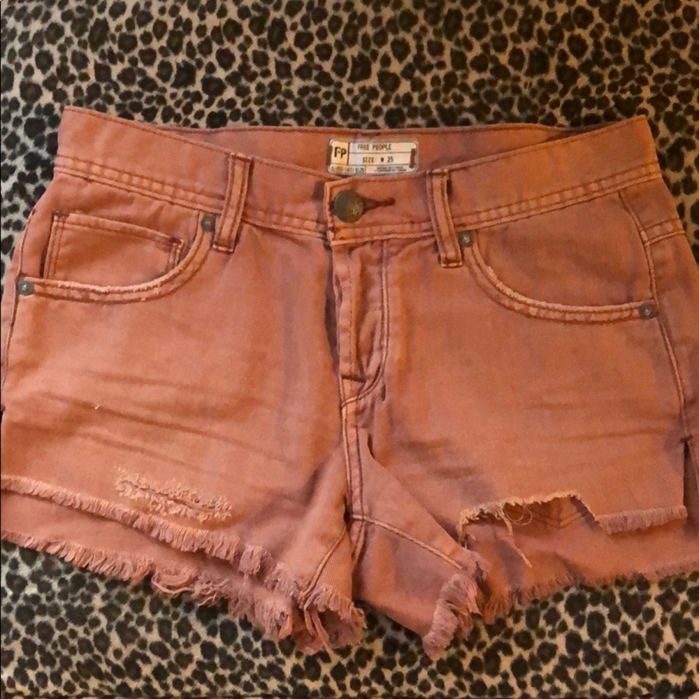 FREE PEOPLE burnt sienna denim shorts